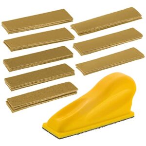 dura-gold micro hand sanding block kit, 3.5” x 1” pad, hook & loop backing, 40 sandpaper sheets, 5 each 60, 80, 120, 180, 220, 320, 400, 600 grit - wood woodworking, small detail finishing sander
