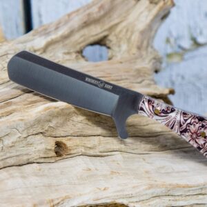 WHISKEY BENT HAT CO. Bullcutter 2 Fixed Blade Knife 440C Stainless Steel 6" Blade w/Leather Sheath (Bullcutter 2 - Floral Tool)