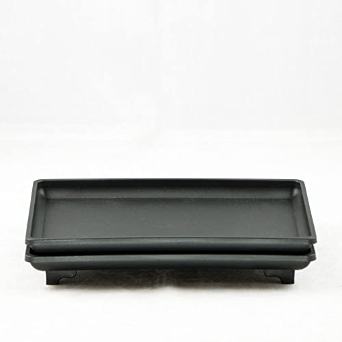 2 Pcs Rectangular Black Plastic Humidity/Drip Tray for Bonsai Tree 9"x 6"x 1"