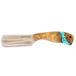 whiskey bent hat co. bullcutter 5 fixed blade 440c stainless steel 6.5" blade w/leather sheath (bullcutter 5 - turquoise river)