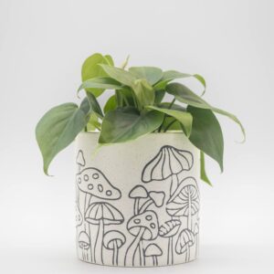 BASE ROOTS Mushroom Planter, Speckled White, Indoor/Outdoor, Holds Small Plants