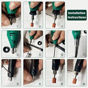 Kitajun Rotary Tool Kit, 5 Speed Adjustments 10000-37000RPM, Equipped with Flex Shaft and Multifunctional Chuck, 218 Accessories, Power Multipurpose Set for Craft Projects and DIY Creations