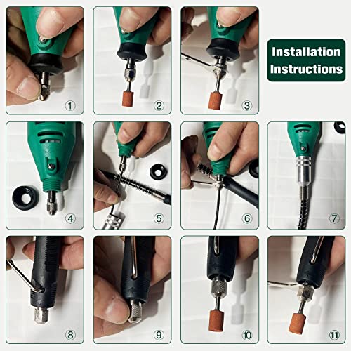 Kitajun Rotary Tool Kit, 5 Speed Adjustments 10000-37000RPM, Equipped with Flex Shaft and Multifunctional Chuck, 218 Accessories, Power Multipurpose Set for Craft Projects and DIY Creations