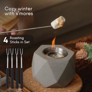 Indoor Fire Pit Tabletop Set with 4 Smores Sticks - Valentines Day Gifts - Smokeless Table Top Firepit - Smores Maker Tabletop Indoor Kit - Valentine's Couples Gift Ideas - Patio Portable Fireplace