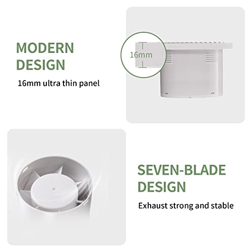 Hehou Bathroom Exhaust Fan 5.9 inch 188 CFM Spuer Quiet White Extractor Fan,Powerful Ceiling or Wall-Mount Ventilation Fan for Bathroom Bedroom Garage Office