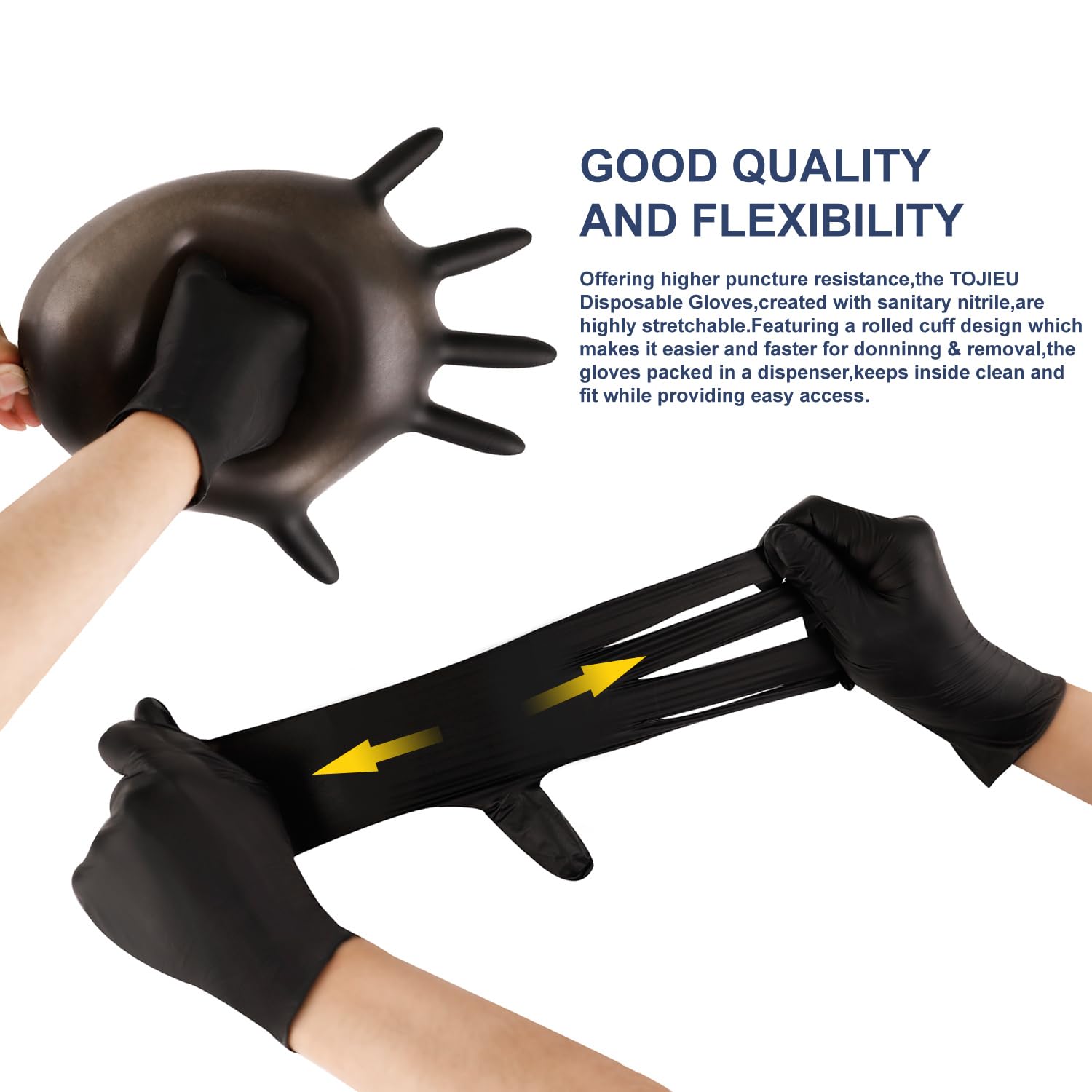 TOJIEU Disposable Nitrile Gloves - Versatile, Powder-Free, Latex-Free Cleaning Gloves for Household Use Medium-100pc