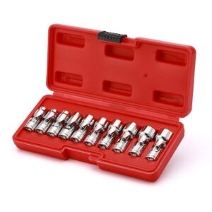 EMENTOL 10PCS 3/8" Drive Universal Joint Socket Set, 6 Point, Metric Universal Flex Socket Set, CR-V, Swivel Head, 10mm - 19mm