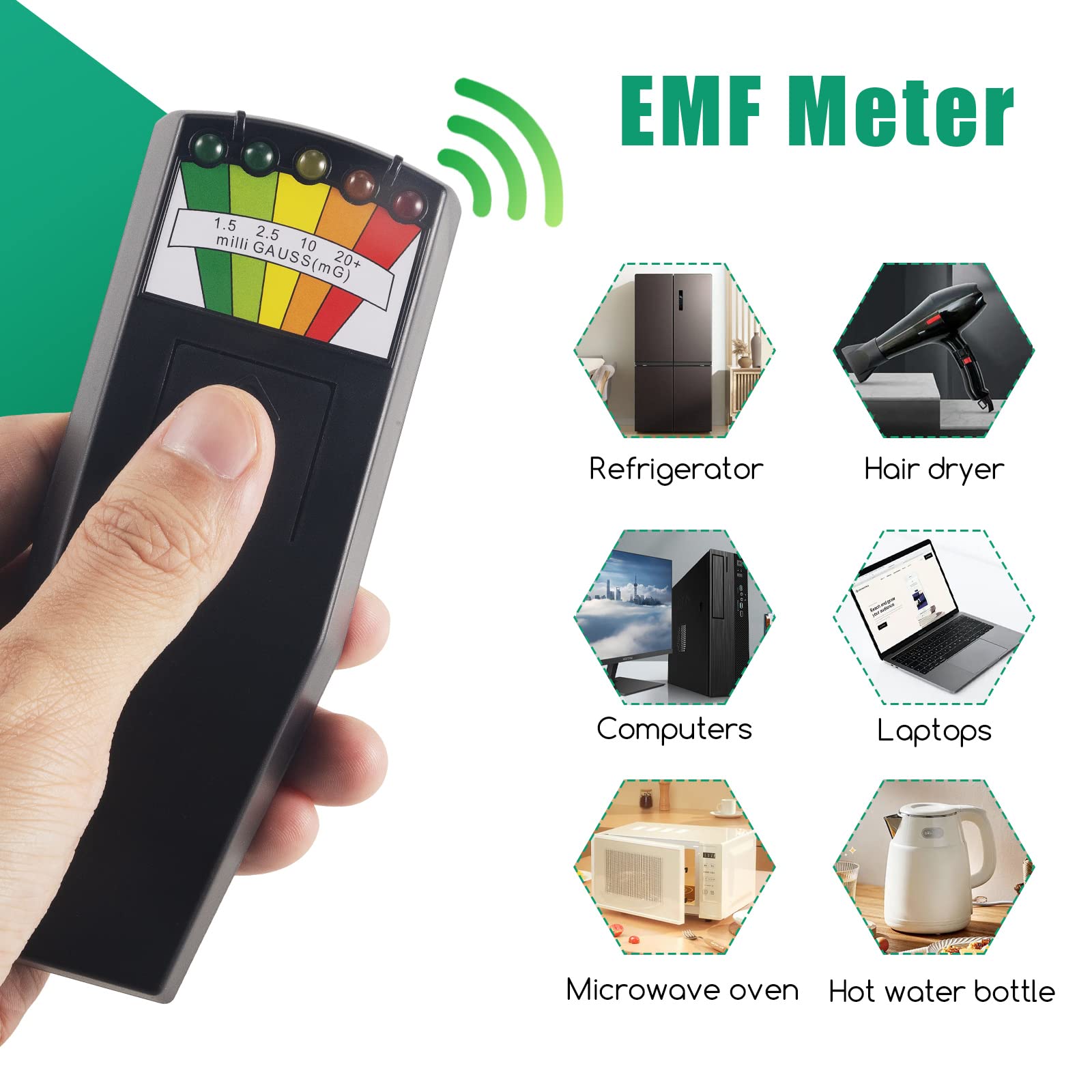 5 LED EMF Meter Magnetic Field Detector Ghost Hunting Paranormal Equipment Detector Portable EMF Reader Tester for Home EMF Inspections, Office & Outdoor Ghost Counter