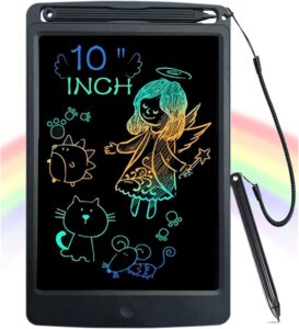scrimemo lcd writing tablet,10-inch drawing tablets kids doodle board colorful sketch pad reusable magnetic drawing board gifts for kids and adults at home, school and office (black)