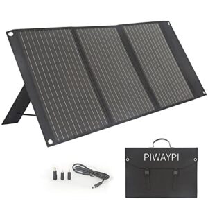 piwaypi 100w portable solar panel, foldable solar charger kit with qc 3.0 usb ports, 22% high efficiency, compatible with jackery/ef/anker power station for rv, camping, blackout