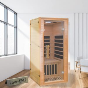 low emf infrared home sauna，personal outdoor indoor heaters saunas wood tiny dry barrel snfared at home sauna room allwood for men women，bluetooth ，lcd display-control，canadian hemlock