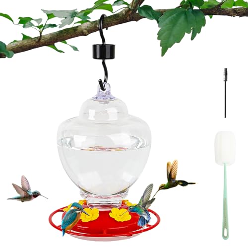 40 Ounces Hummingbird Feeder,Hummingbird Feeders for Outdoors Hanging,Plastic Humming Birds Feeders for Outside with 6 Feeding Perch Red