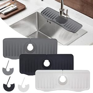 EastVita Kitchen Faucet Sink Splash Guard, Waterproof Silicone Faucet Drain Pad,Sink Draining Pad Behind Faucet,Kitchen Sink Accessories for Kitchen & Bathroom Countertop Protect,White