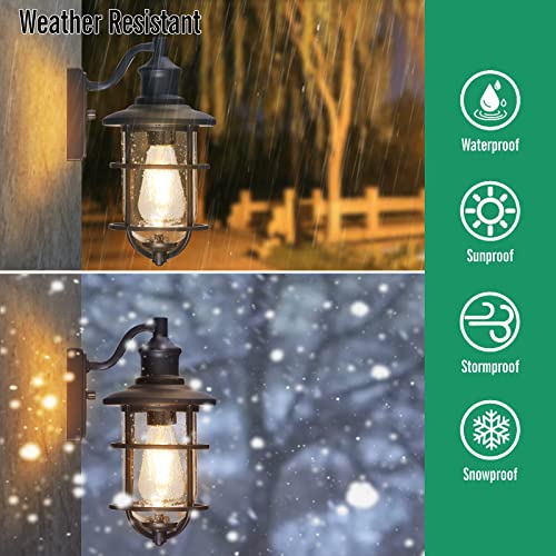 EJIAXIN Outdoor Light Fixtures Wall Mount, Exterior Light Fixture, Outdoor Wall Lights Waterproof Wall Porch Lights, Outdoor Wall Lantern with Glass Shade for Patio, Front Door, Garage, House, 2-Pack…