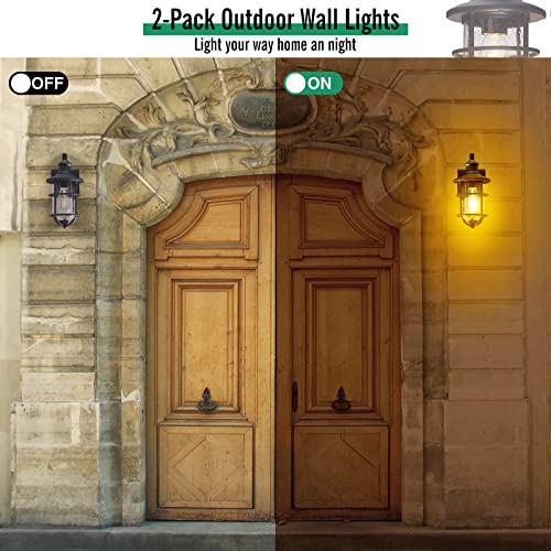 EJIAXIN Outdoor Light Fixtures Wall Mount, Exterior Light Fixture, Outdoor Wall Lights Waterproof Wall Porch Lights, Outdoor Wall Lantern with Glass Shade for Patio, Front Door, Garage, House, 2-Pack…