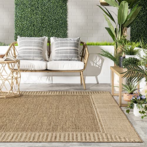 nuLOOM Asha Simple Border Indoor/Outdoor Accent Rug, 2x3, Light Brown