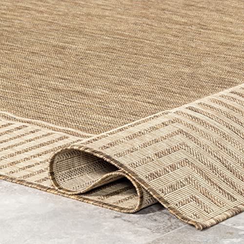 nuLOOM Asha Simple Border Indoor/Outdoor Accent Rug, 2x3, Light Brown