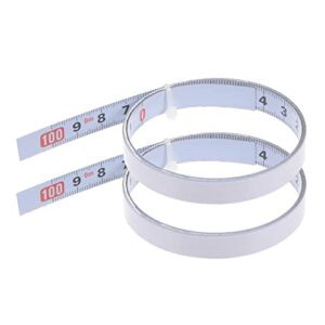 harfington 2pcs adhesive backed tape measure 100cm metric right to left read sticky measuring tape steel workbench ruler, white