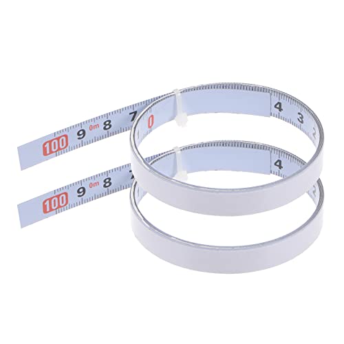 HARFINGTON 2pcs Adhesive Backed Tape Measure 100cm Metric Right to Left Read Sticky Measuring Tape Steel Workbench Ruler, White