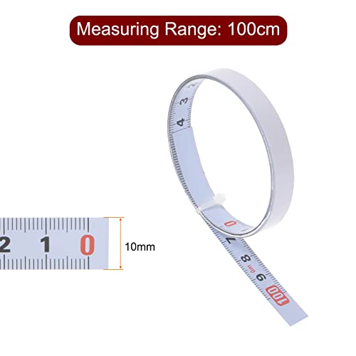 HARFINGTON 2pcs Adhesive Backed Tape Measure 100cm Metric Right to Left Read Sticky Measuring Tape Steel Workbench Ruler, White