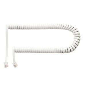 miyoshi mco ztl-cc03lwh curl cord for handset, cross wire, one side, long type, 1.0 ft (0.3 m), extended, approx. 6.6 ft (2 m), 4 poles, 4 cores, white