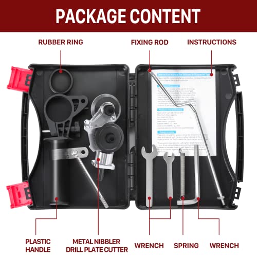 New Upgrade Electric Drill Plate Cutter, Universal Metal Nibbler Drill Attachment with Adapter, Portable DIY Metal Nibbler Drill Cutter Head Tool Set with Carry Case, Cutting Metal Plates Fast