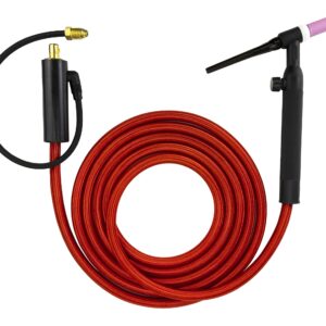 26FV Series - 200 Amp - Air Cooled - Flexible Head TIG Torch with Valve - 25 feet 1-Piece SÜA®Flex Cable - Dinse 35-70 Connector