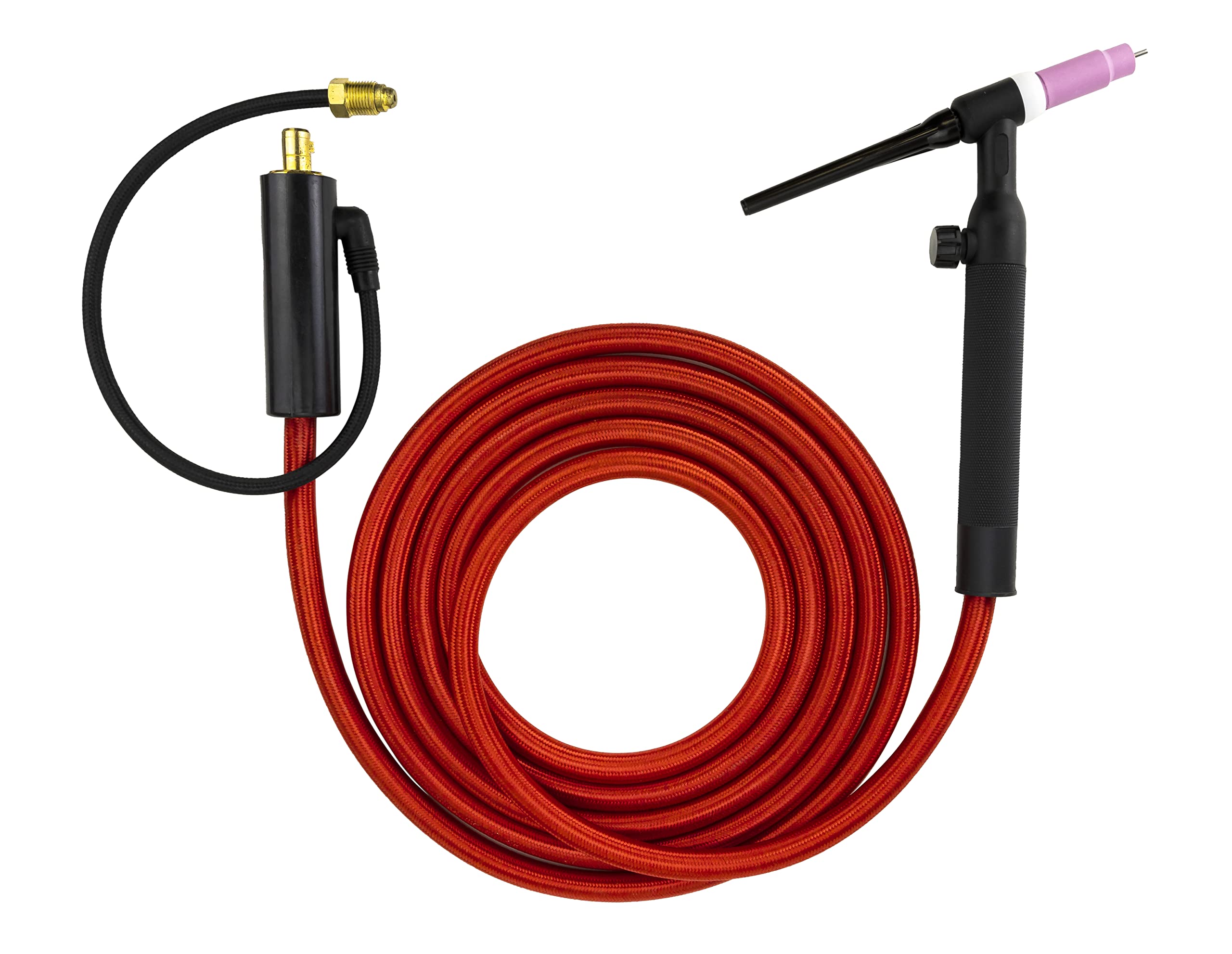 26FV Series - 200 Amp - Air Cooled - Flexible Head TIG Torch with Valve - 25 feet 1-Piece SÜA®Flex Cable - Dinse 35-70 Connector