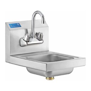 amgood stainless steel wall mount hand sink 12" x 16" | nsf commercial hand washing basin with faucet for restaurant, kitchen and home | bowl size: 9" x 9"