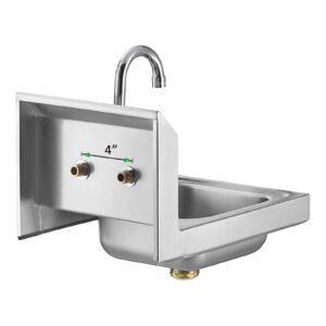 AmGood Stainless Steel Wall Mount Hand Sink 12" x 16" | NSF Commercial Hand Washing Basin with Faucet For Restaurant, Kitchen and Home | Bowl Size: 9" x 9"