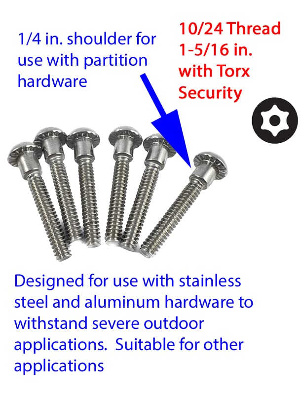 Harris Hardware 90202 T27 Torx Security Stainless Steel 10/24 Threaded Shoulder Bolts and Barrel Nuts for a 1-1/4 in. Panel and 2 Torx Bits