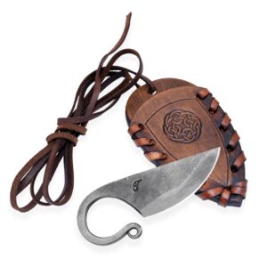 toferner original gift, beautiful product - celtic pocket knife, hand forged knife.hardened blade, vintage, art collection, antiquity, great.beautiful product. (dark brown)