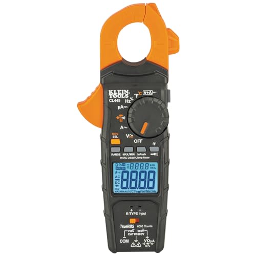 Klein Tools CL445 HVAC Clamp Meter, Auto-Ranging TRMS, NCVT, Measures Voltage, Current, Temperature, Micro Amps, InRush and More 1 1/2-Inch Jaw