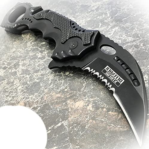 New TACTICAL KARAMBIT CLAW Black Spring OPEN FOLDING Assisted Rescue Pocket Knife Camping Outdoor Pro Tactical Elite Knife BLDA-0233