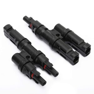 FTVOGUE 1 Pair T Type Branch Solar Panel Adapter 2 in 1 Parallel Connector Cable Splitter