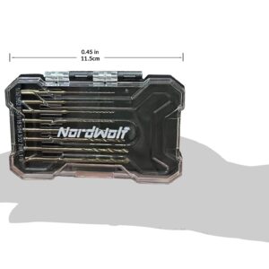 NordWolf 8-Piece M35 Cobalt Multi-Purpose Drill Bit Set, with 1/8" Straight Round Shank for Rotary Tools, SAE Sizes 1/32"(x2)-3/64"-1/16"-5/64"-3/32"-7/64"-1/8" in Storage Case