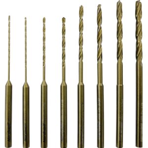 NordWolf 8-Piece M35 Cobalt Multi-Purpose Drill Bit Set, with 1/8" Straight Round Shank for Rotary Tools, SAE Sizes 1/32"(x2)-3/64"-1/16"-5/64"-3/32"-7/64"-1/8" in Storage Case