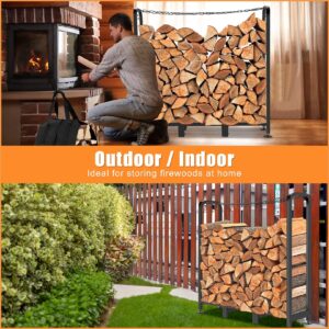 Homdox 4 FT Firewood Rack Indoor Outdoor Adjustable Wood Log Holder Fireplace (Including Log Carrier)