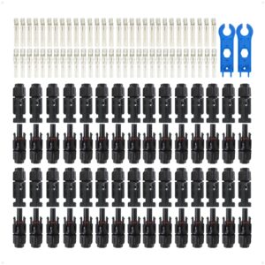 hemrunk 60pcs solar connectors male female with dual spanners ip67 1000v 30a waterproof solar panel cable connectors (30 pairs)