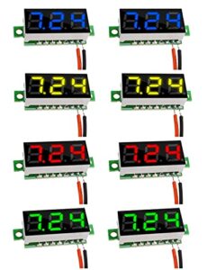 sumklin mini dc voltmeter 2-wire dc 2.5-30v voltage tester 8pcs 0.28 inch led panel 4 colors combined