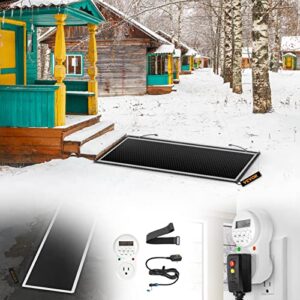 vevor snow melting mat 2023 new, 20 x 60 inch, 3 in/h melting speed, heated outdoor mats for winter walkway, no-slip rubber w/plug, power cord, outlet timer, reflective strip, velcro, ground stake