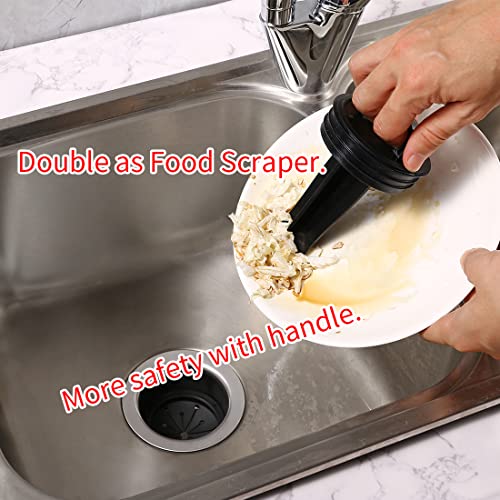 Kitchen Sink Stopper for Garbage Disposal Black Plastic 3 1/8 Inch Sink Stopper Strainer with Food Scraper Sink Drain Plug for Kitchen Garbage Disposal