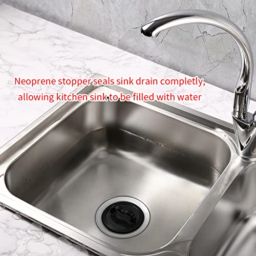 Kitchen Sink Stopper for Garbage Disposal Black Plastic 3 1/8 Inch Sink Stopper Strainer with Food Scraper Sink Drain Plug for Kitchen Garbage Disposal