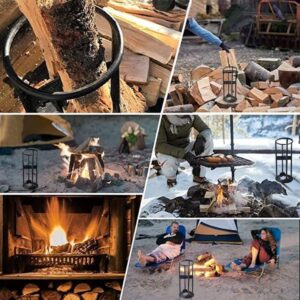 HaTur Firewood Kindling Splitter Wood Cutter Cracker Cast Steel Manual Log Splitter with Gloves for Home, Outdoor Camping, Crisscross Type, Quick Split into 4 PCS