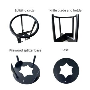 HaTur Firewood Kindling Splitter Wood Cutter Cracker Cast Steel Manual Log Splitter with Gloves for Home, Outdoor Camping, Crisscross Type, Quick Split into 4 PCS