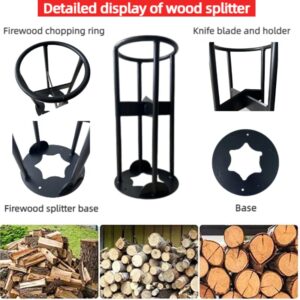 HaTur Firewood Kindling Splitter Wood Cutter Cracker Cast Steel Manual Log Splitter with Gloves for Home, Outdoor Camping, Crisscross Type, Quick Split into 4 PCS