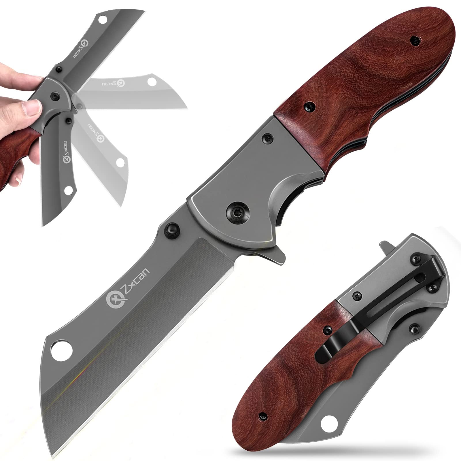 Zxcan Pocket Knife, Folding Knife 5CR13 Carbon Steel Stainless Blade, EDC Knife with Liner Lock, Pocket clip, Tactical Knife for Camping Indoor and Outdoor Activities Men Gift