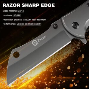 Zxcan Pocket Knife, Folding Knife 5CR13 Carbon Steel Stainless Blade, EDC Knife with Liner Lock, Pocket clip, Tactical Knife for Camping Indoor and Outdoor Activities Men Gift