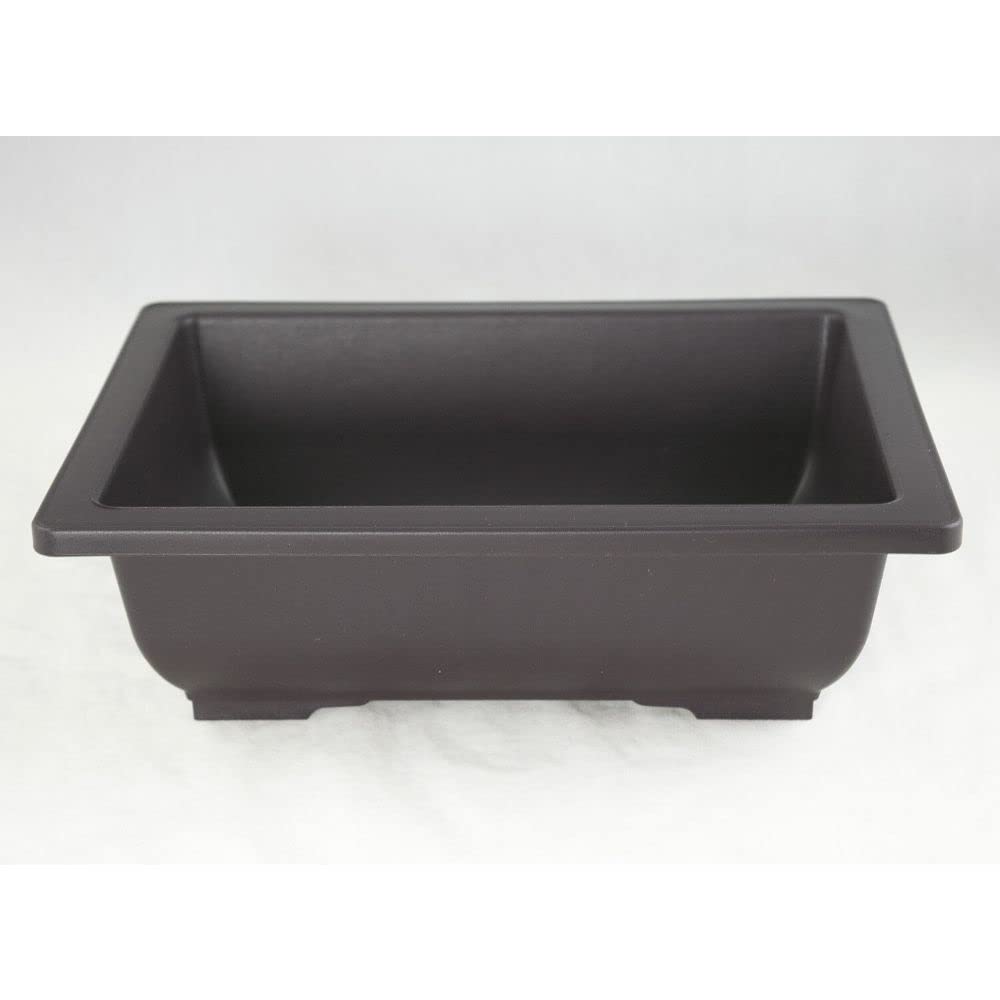 1 Pcs Rectangular Plastic Bonsai Training Pot + Tray Set 10"x 7.5"x 3" - Dark Brown