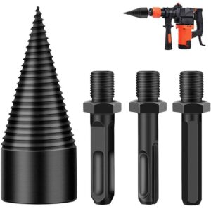 jarmunny removable firewood drill bit wood splitter, wood splitter drill bits, log splitter drill bit, heavy duty drill screw cone driver for hand drill stick-hex + square + round (42mm)